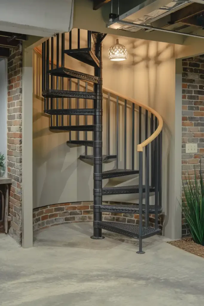 Space-Saving Spiral Design-basement stairs ideas