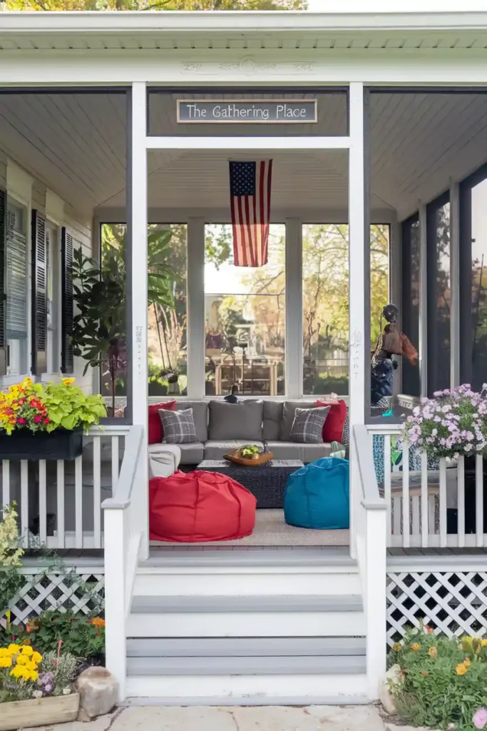 The Gathering Place-double wide front porch ideas