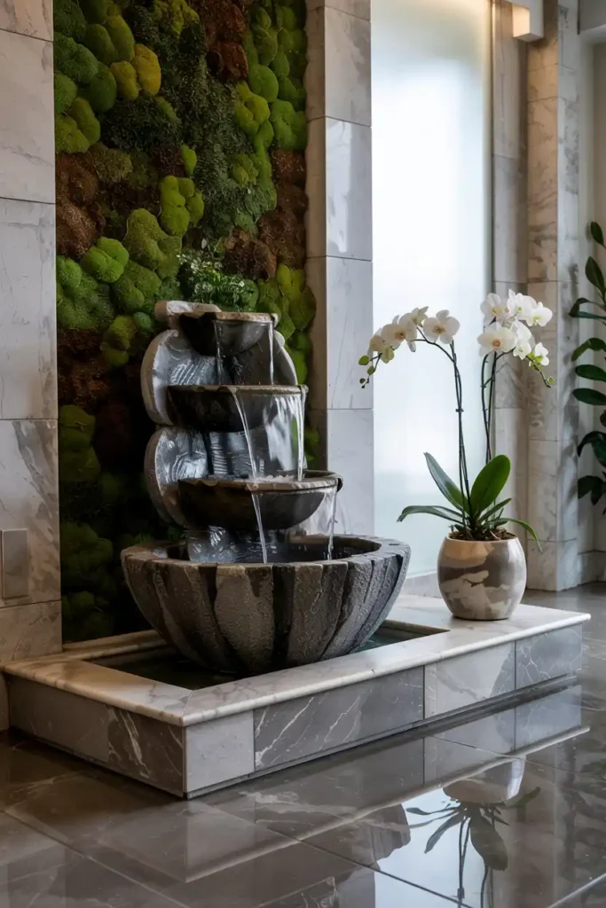 The Serenity of an Indoor Water Feature-Luxury Entryway