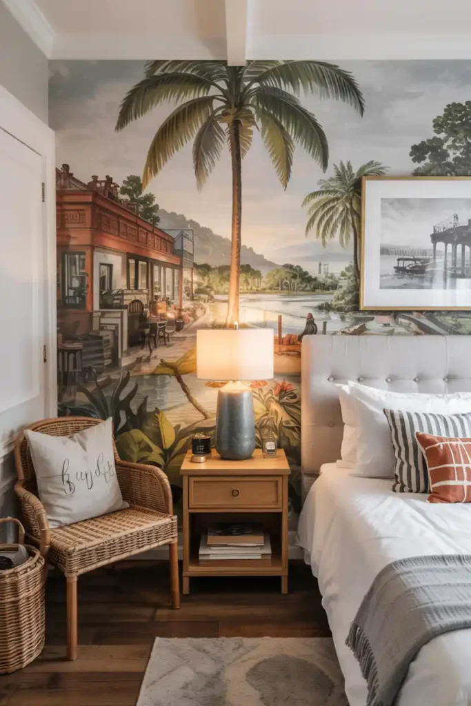 Use a Transportive Wallpaper-guest room ideas