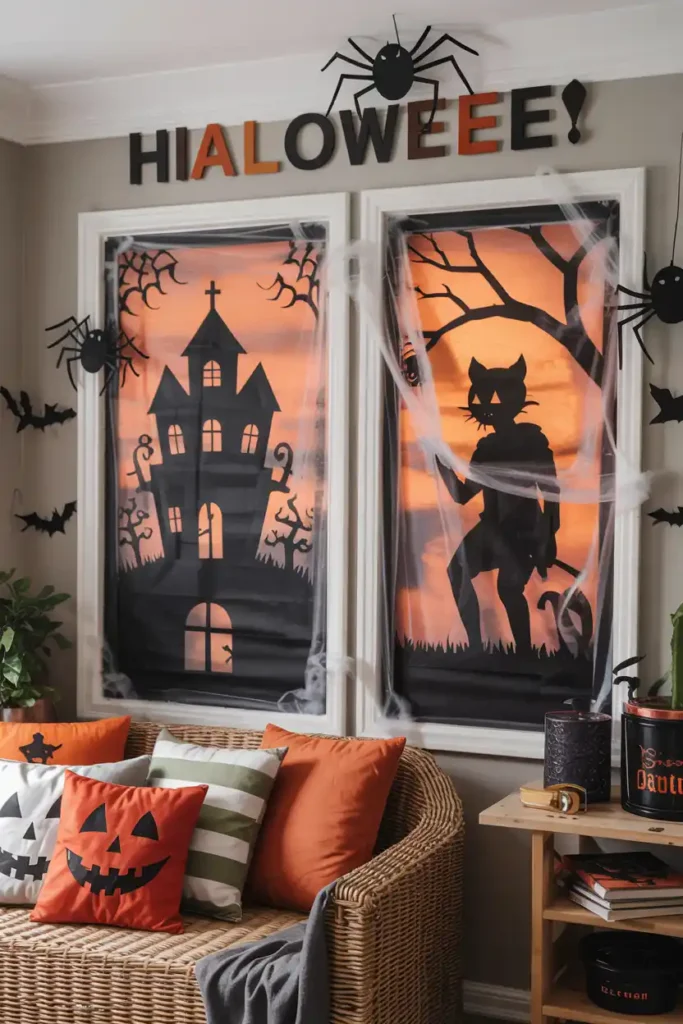 Window Silhouettes-diy halloween wall