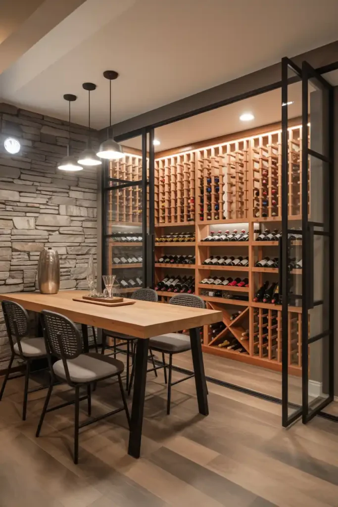 Wine Cellar with Modern Twist-basement design ideas
