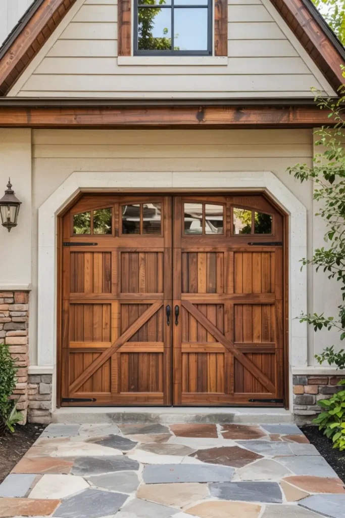 Wood Finish Garage Door Natural Warmth