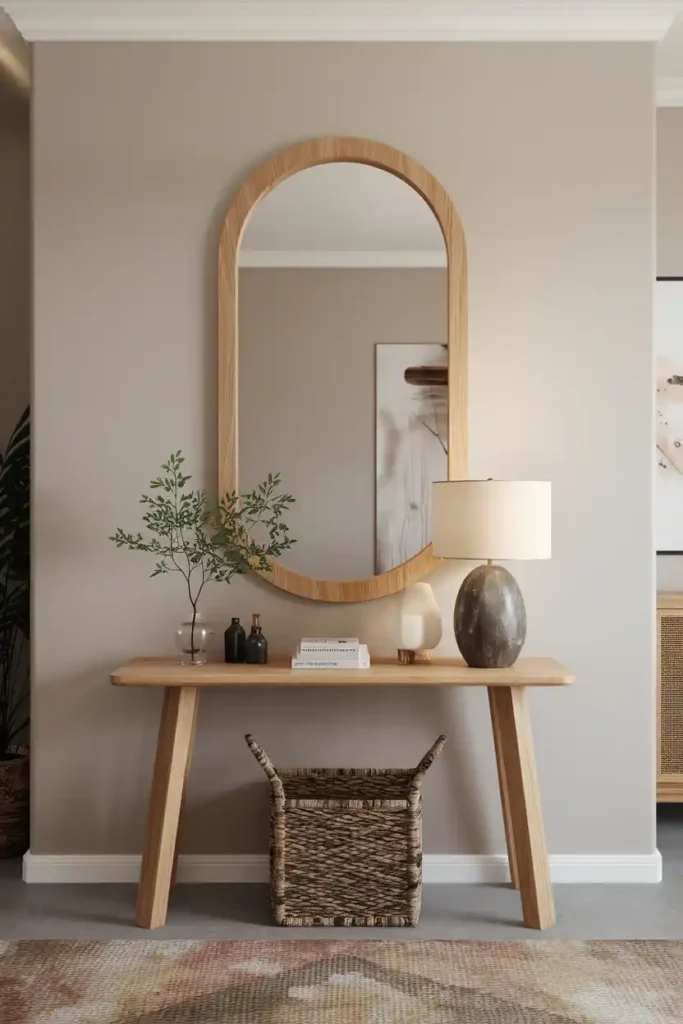 Wooden Mirror Frame-japandi entryway idea