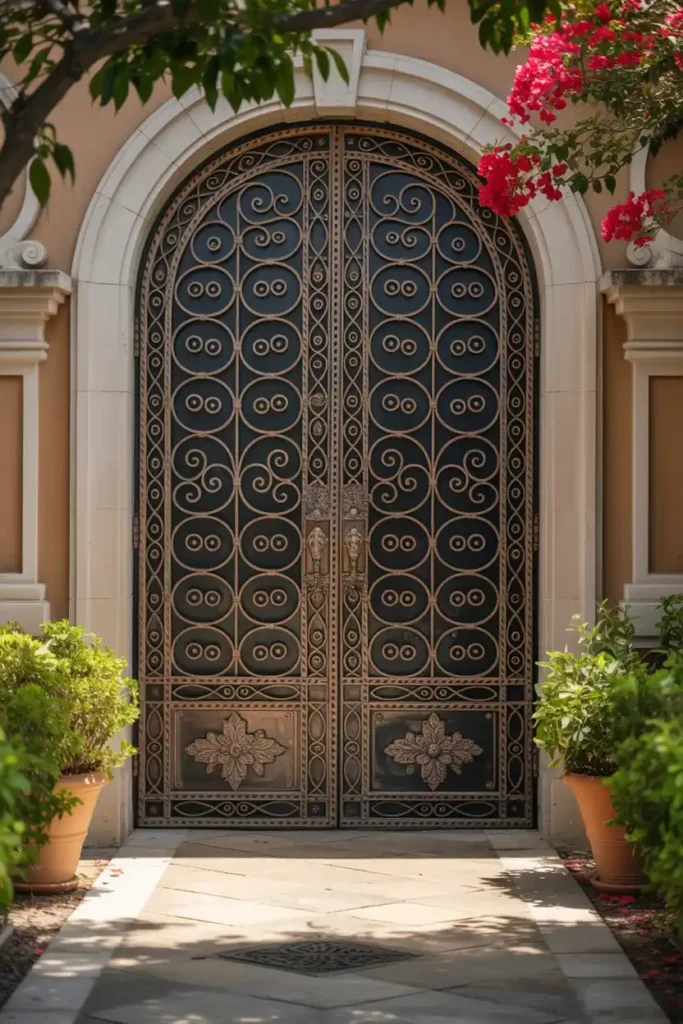 Wrought Iron Double Door-luxury entrance door design