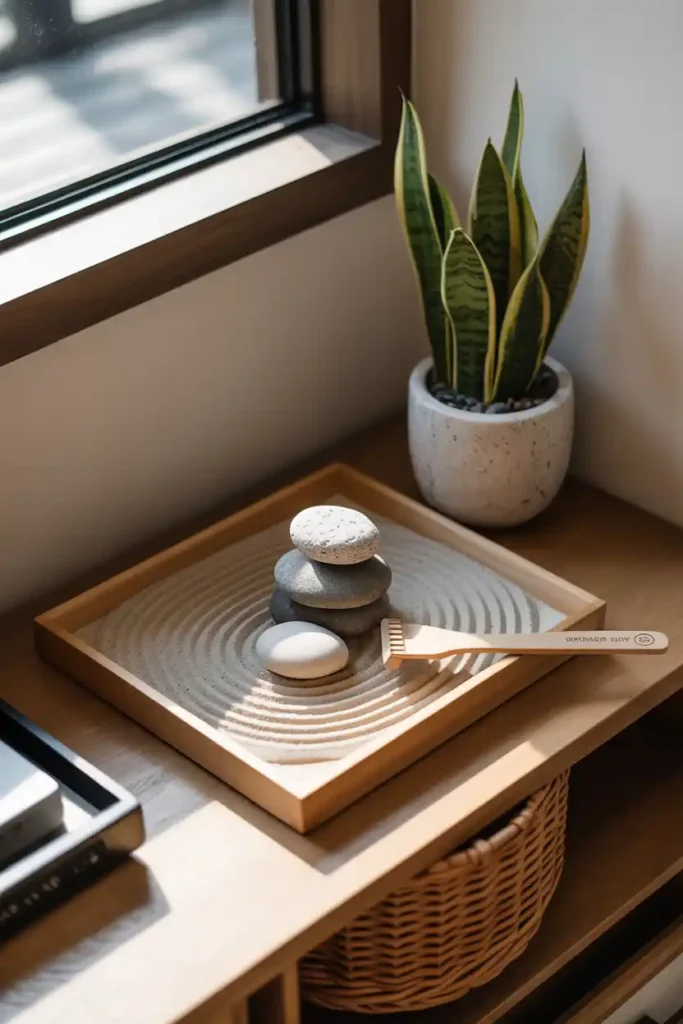 Zen Garden Corner-japandi entryway idea