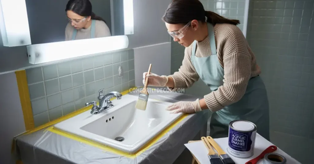 how to paint a ceramic sink - preparations