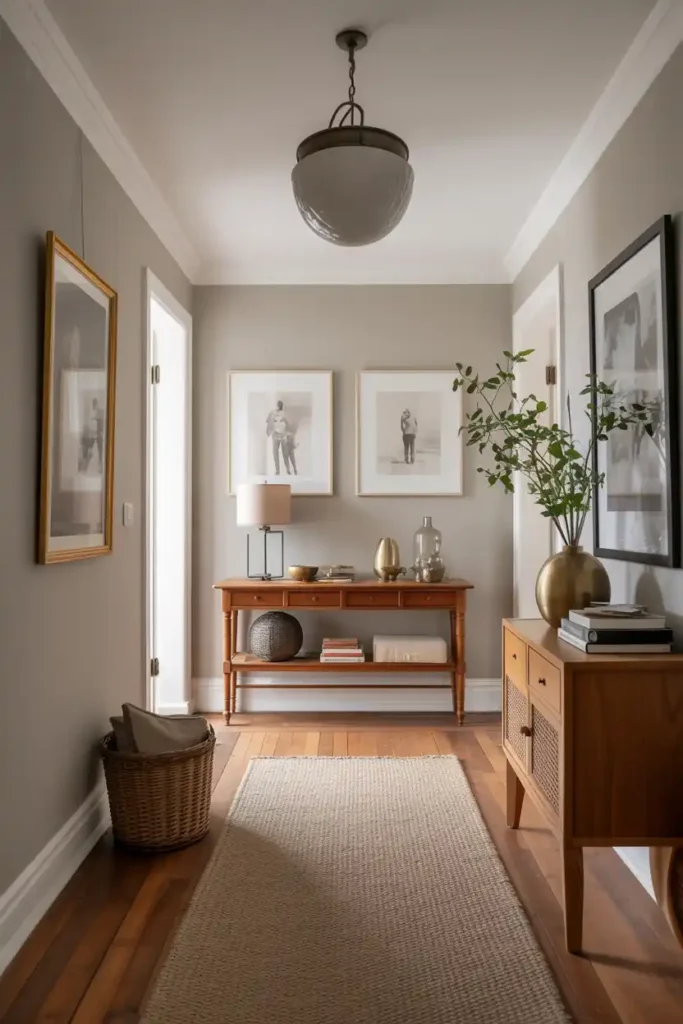 warm greige-hallway paint colors ideas