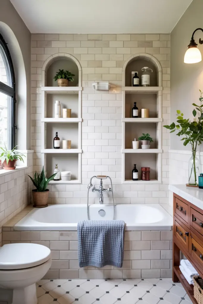 Alcove Tubs with Built-in Shelving