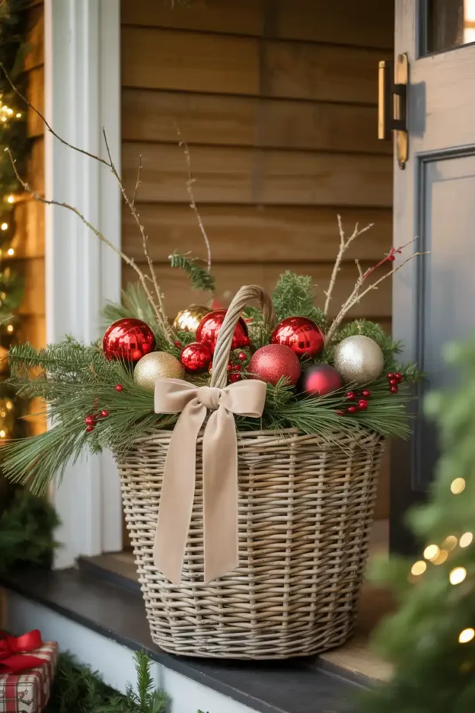 Basket of Pine and Ornaments