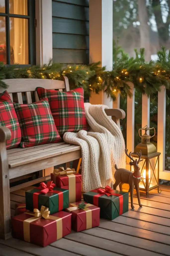 Cozy Porch Bench Setup