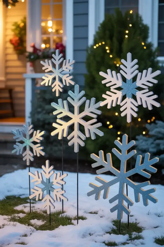 DIY Snowflake Yard Stakes