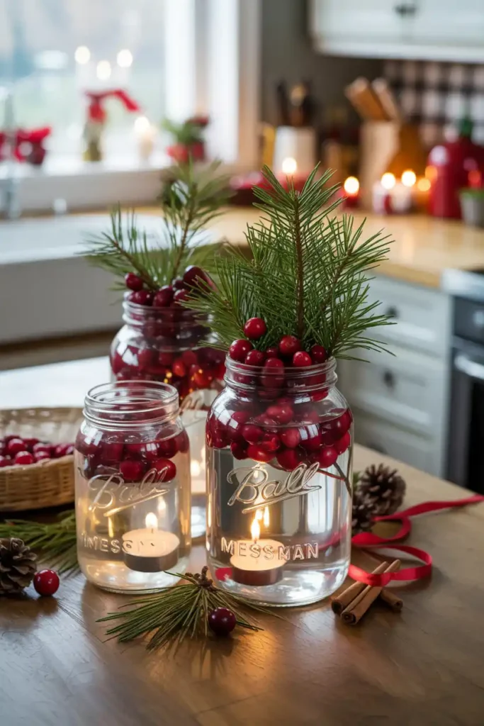 Festive Mason Jar Centerpiece