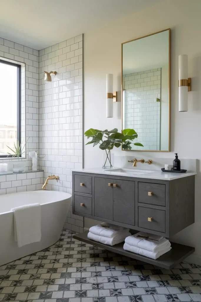 Floating Vanities Beside Tubs