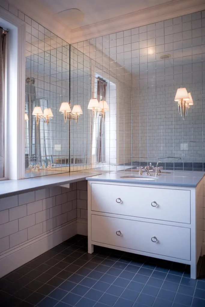 Full-Wall Mirrors for Small Bathrooms