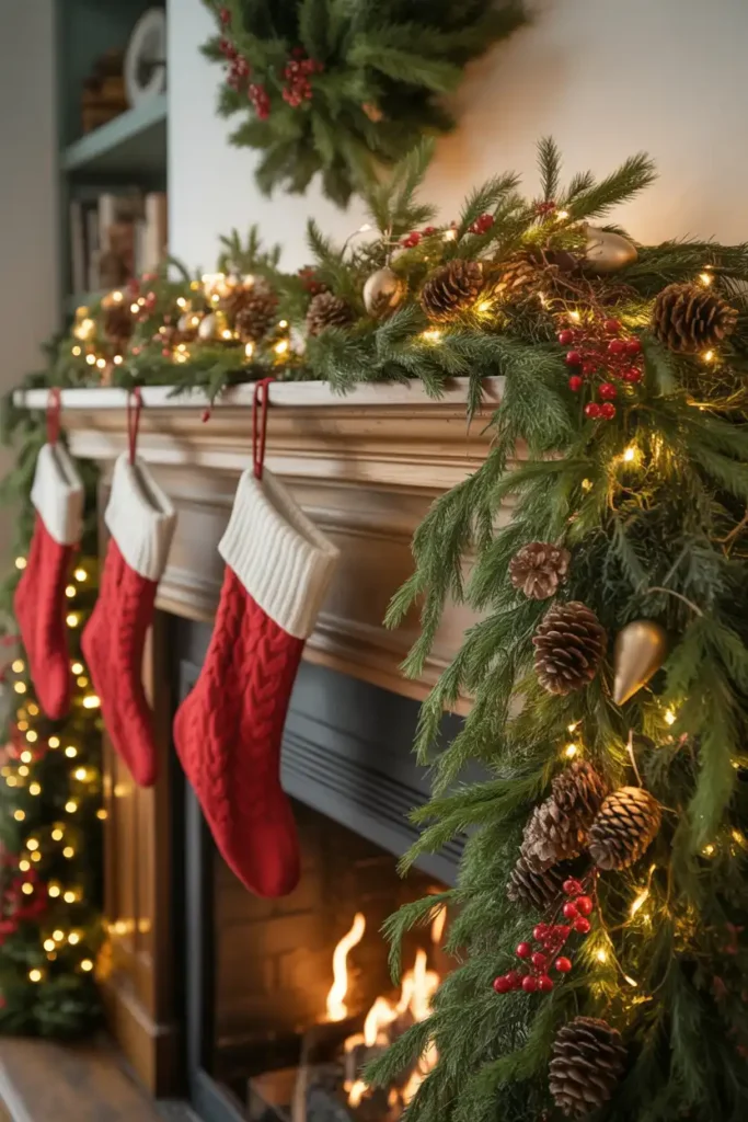 Garland Draped Fireplace