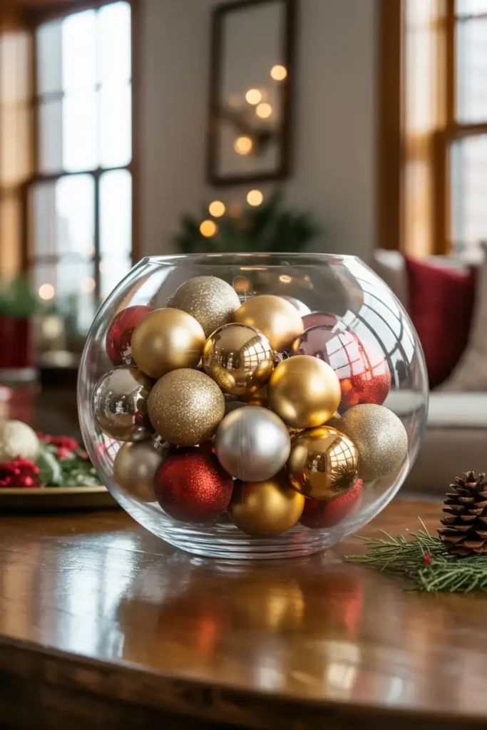 Glass Bowl of Ornaments