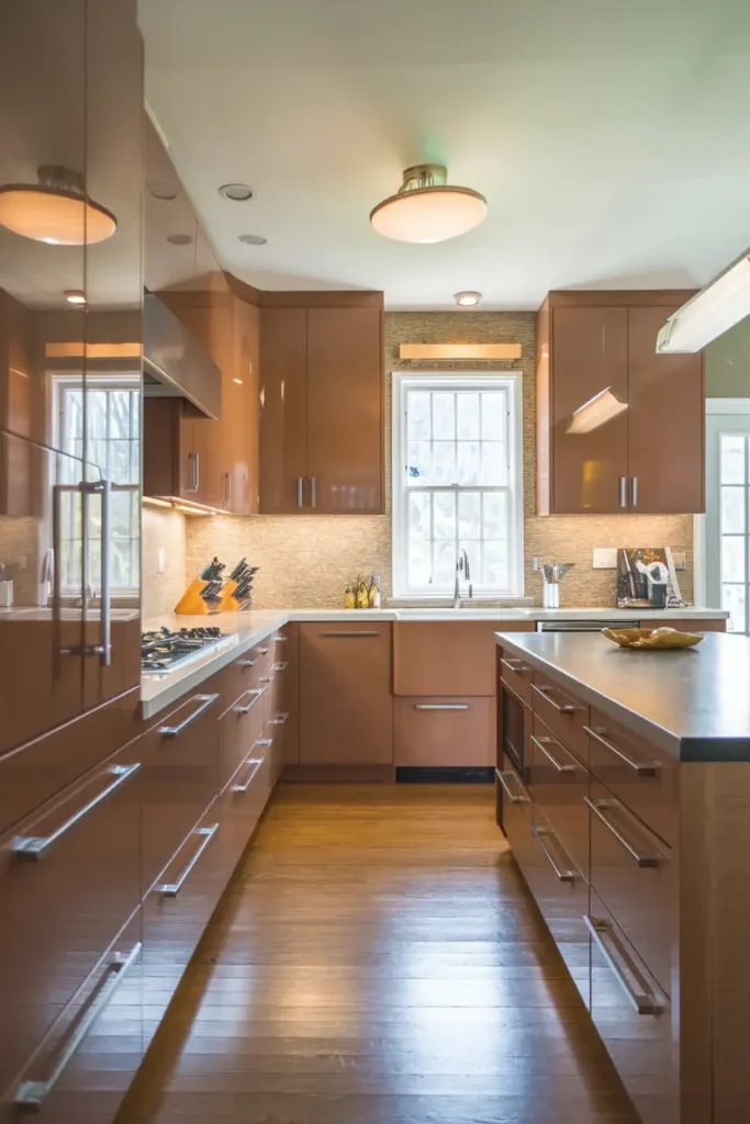 Glossy Cabinets with Sleek Handles