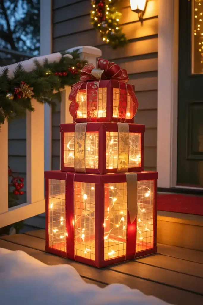 Glowing Gift Stack Lanterns