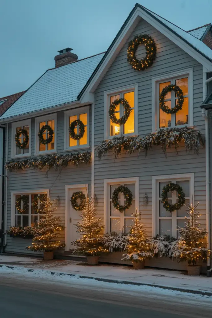 Glowing Wreaths in Windows