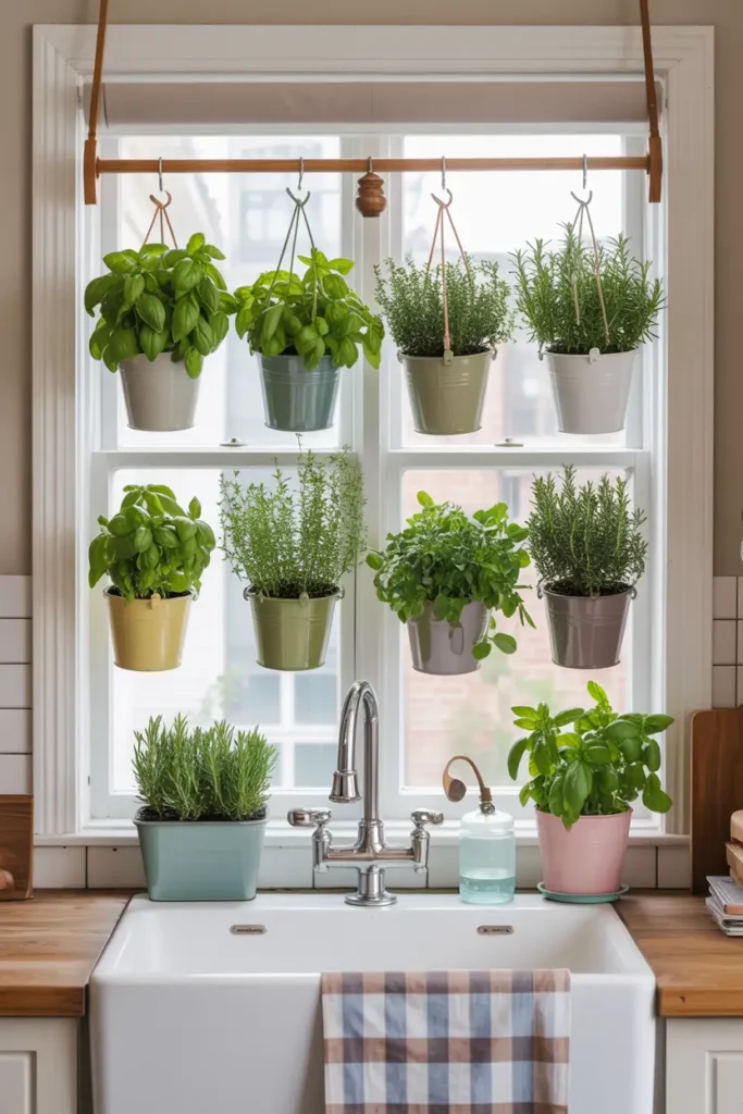 Hanging Herb Garden Above the Sink