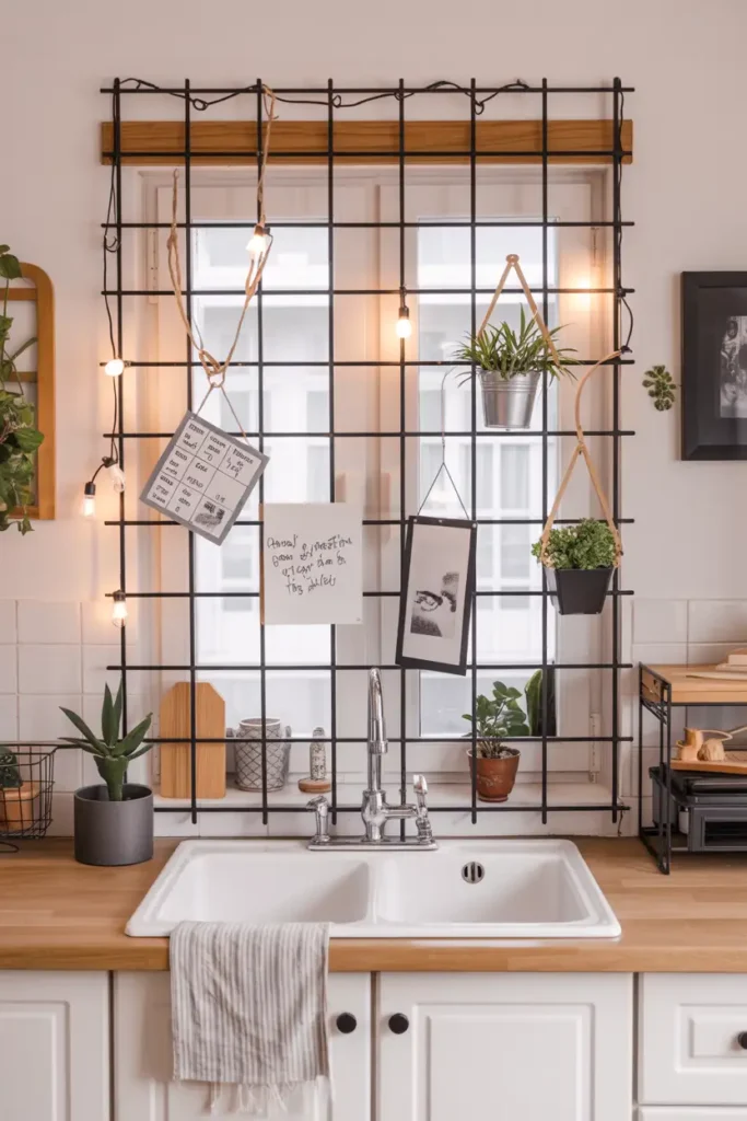 Industrial-Style Black Grid Frame 