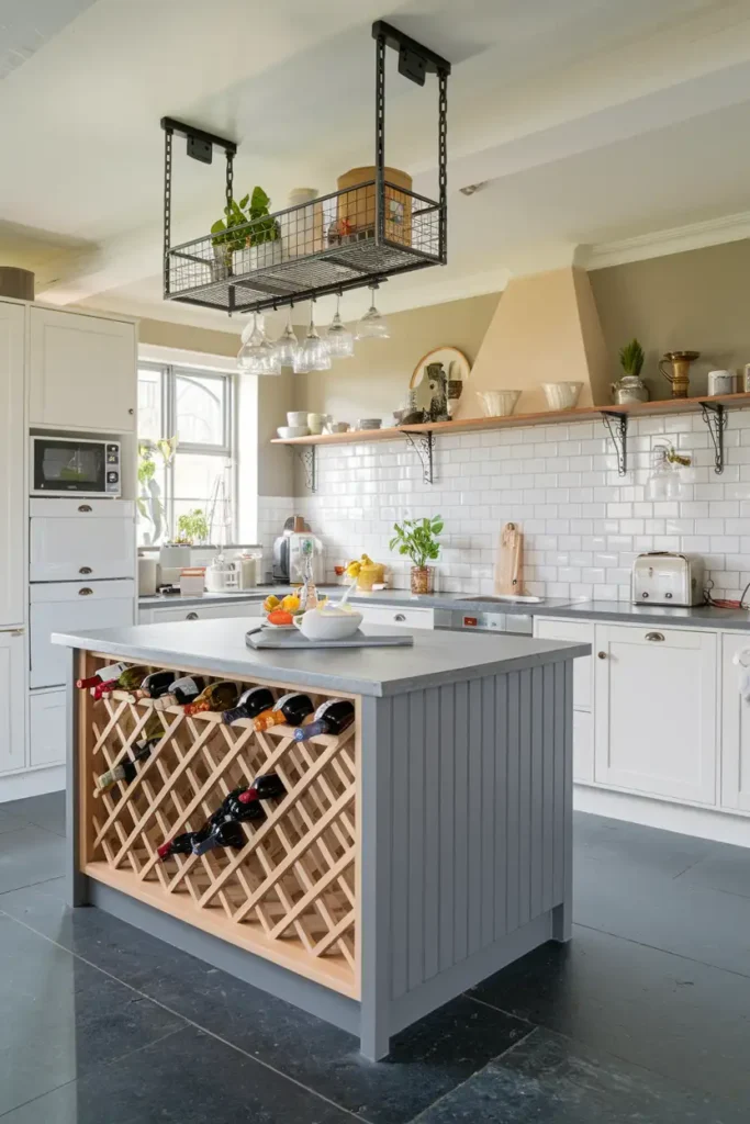 Kitchen Island with Built-in Wine Rack