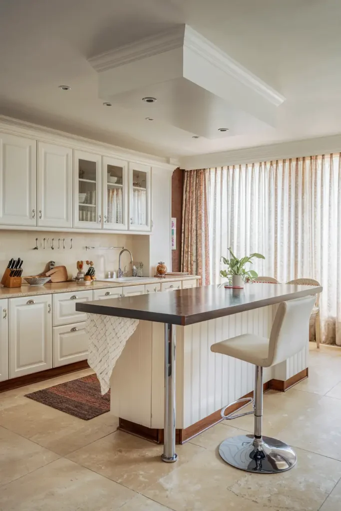 L-Shaped Kitchen with Waterfall Island