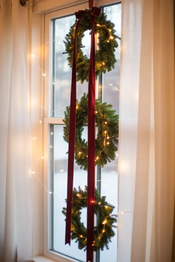 Lighted Window Wreath Trio