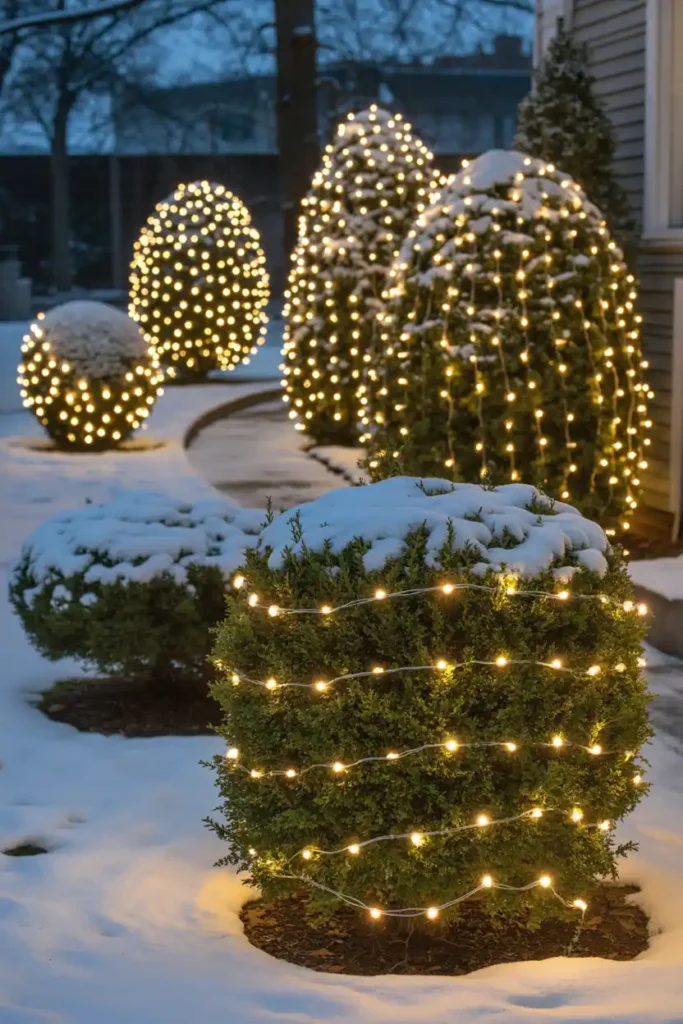 Net Lights on Bushes
