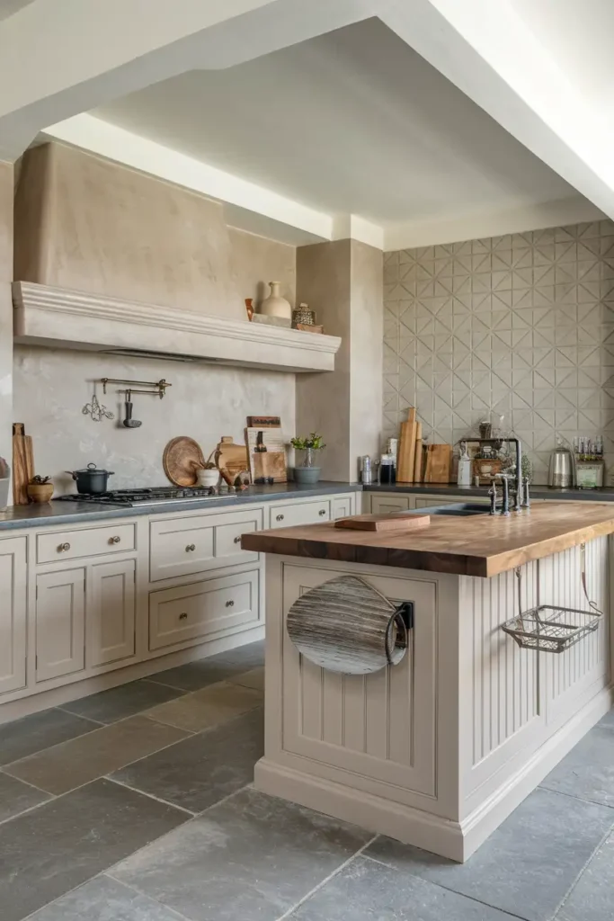 Neutral Tones with Textured Backsplash