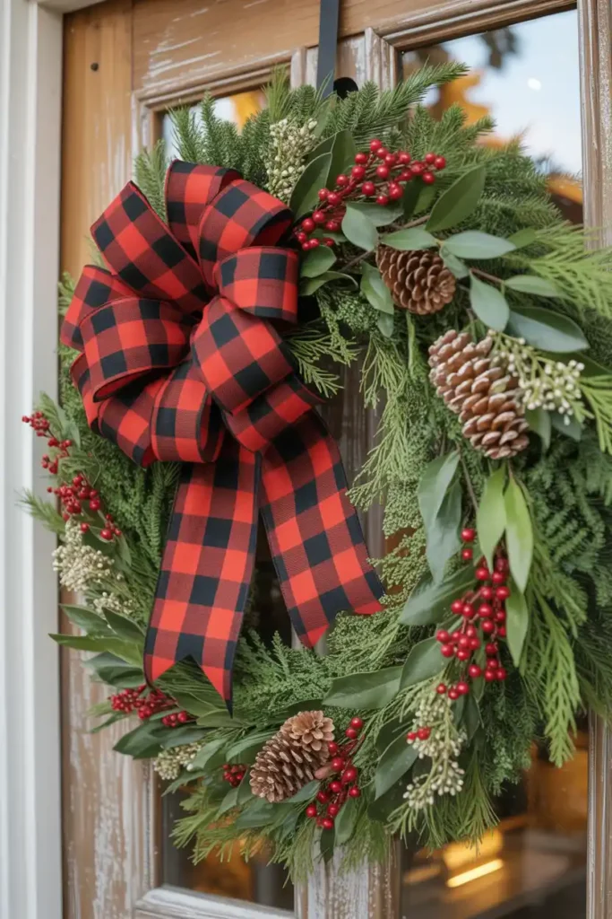 Plaid Bow Door Wreath