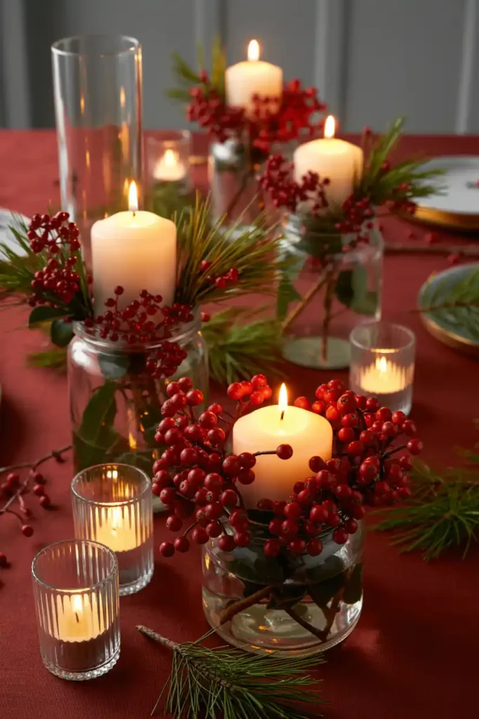 Red Berry Candle Cluster