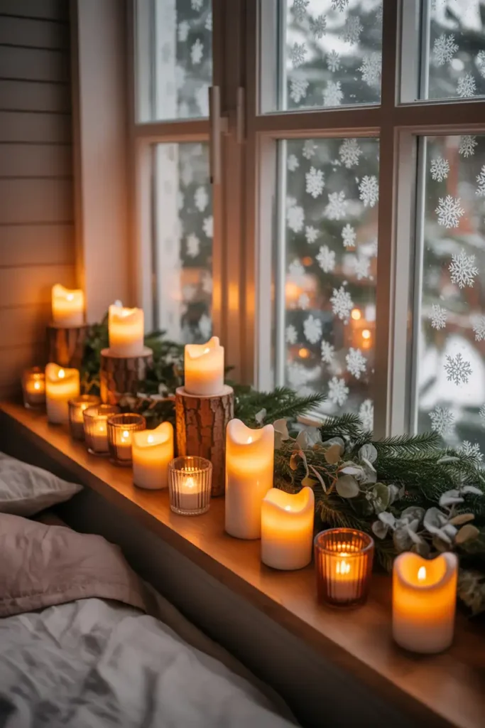 Rustic Candle Window Display