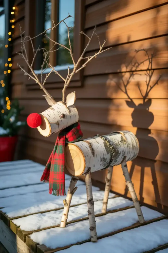 Rustic Log Reindeer