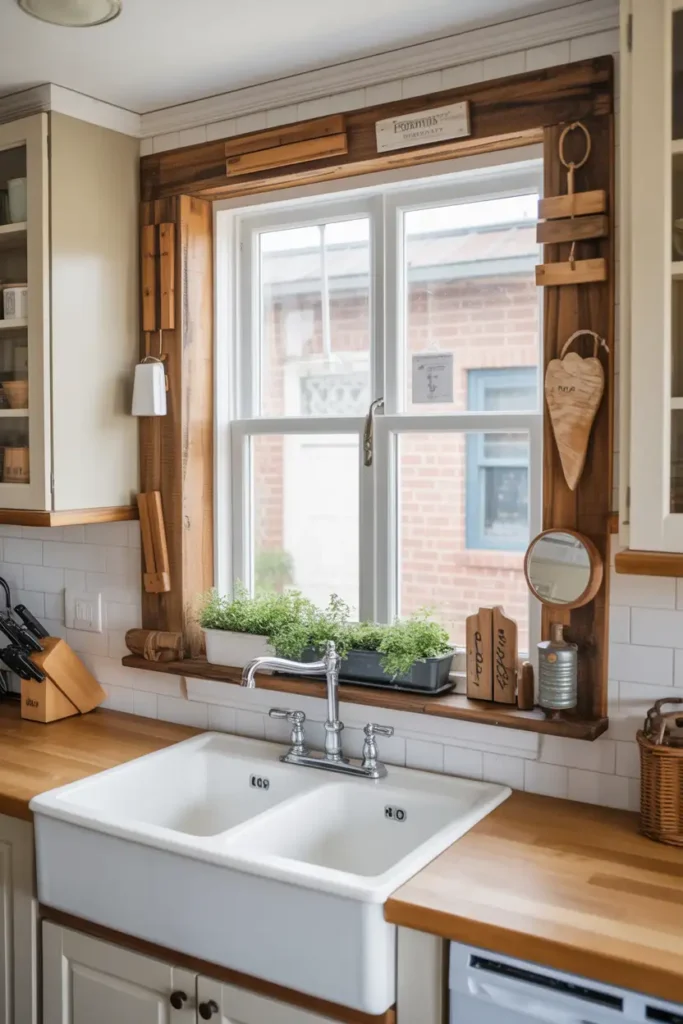 Rustic Window Frame Mirror Effect