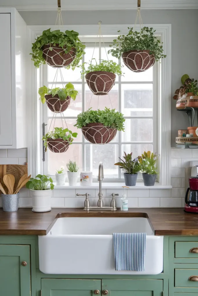 Tiered Hanging Baskets with Greenery