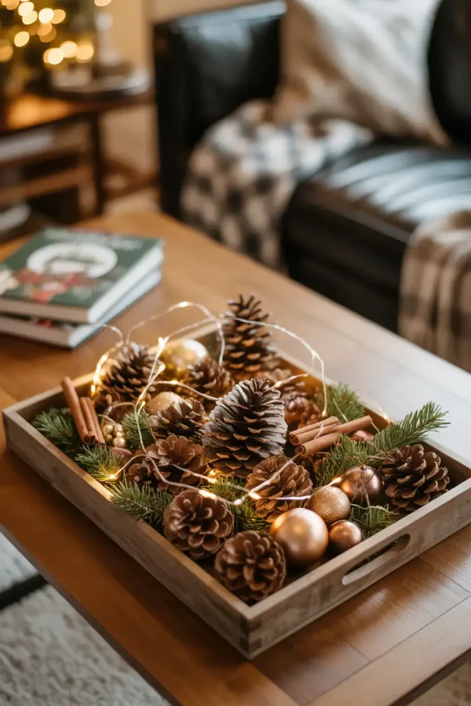 Tray of Twinkle and Pinecones
