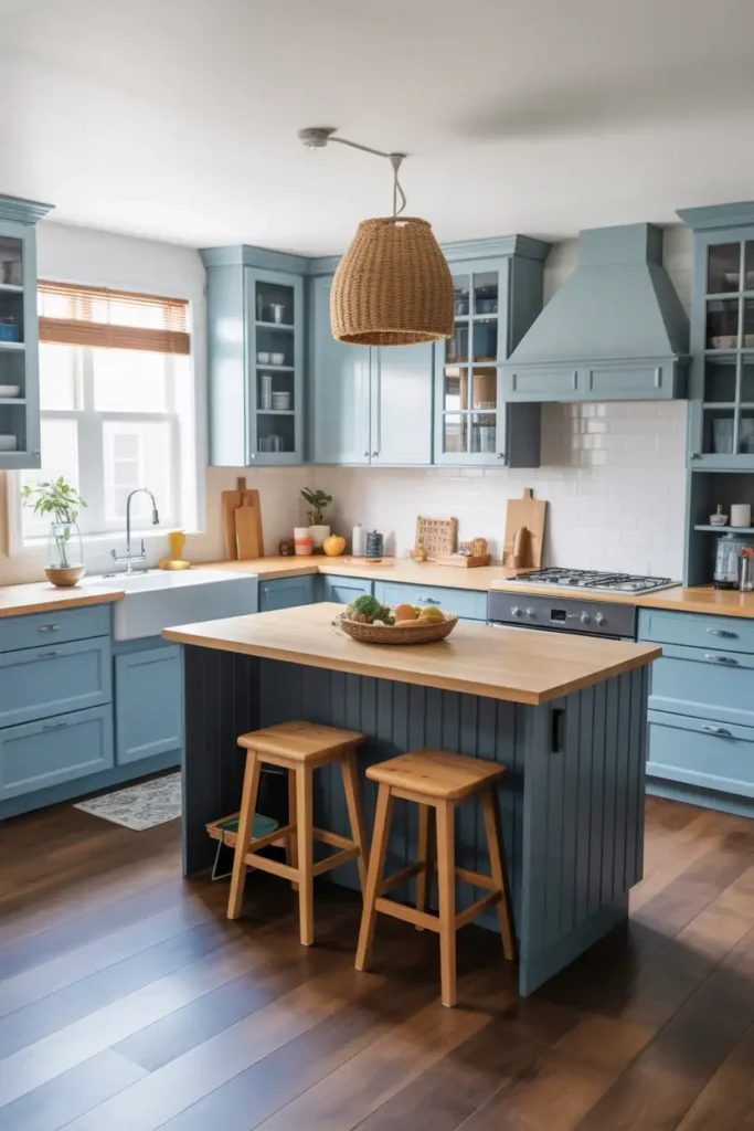 Two-Tone Cabinets with Contrasting Island