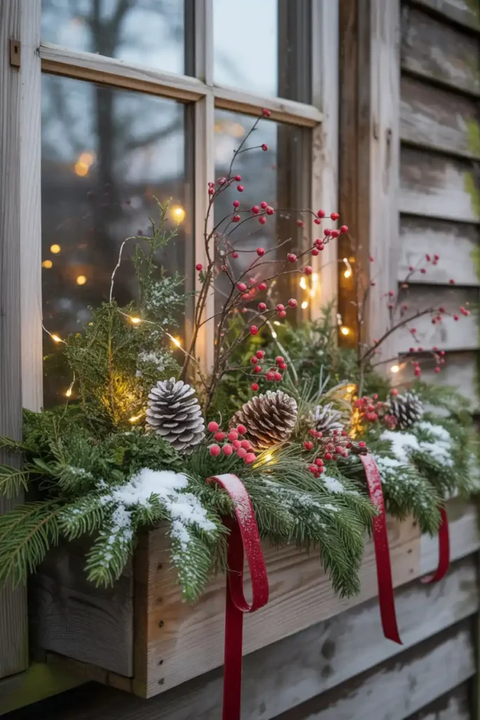 Window Box Winter Scene
