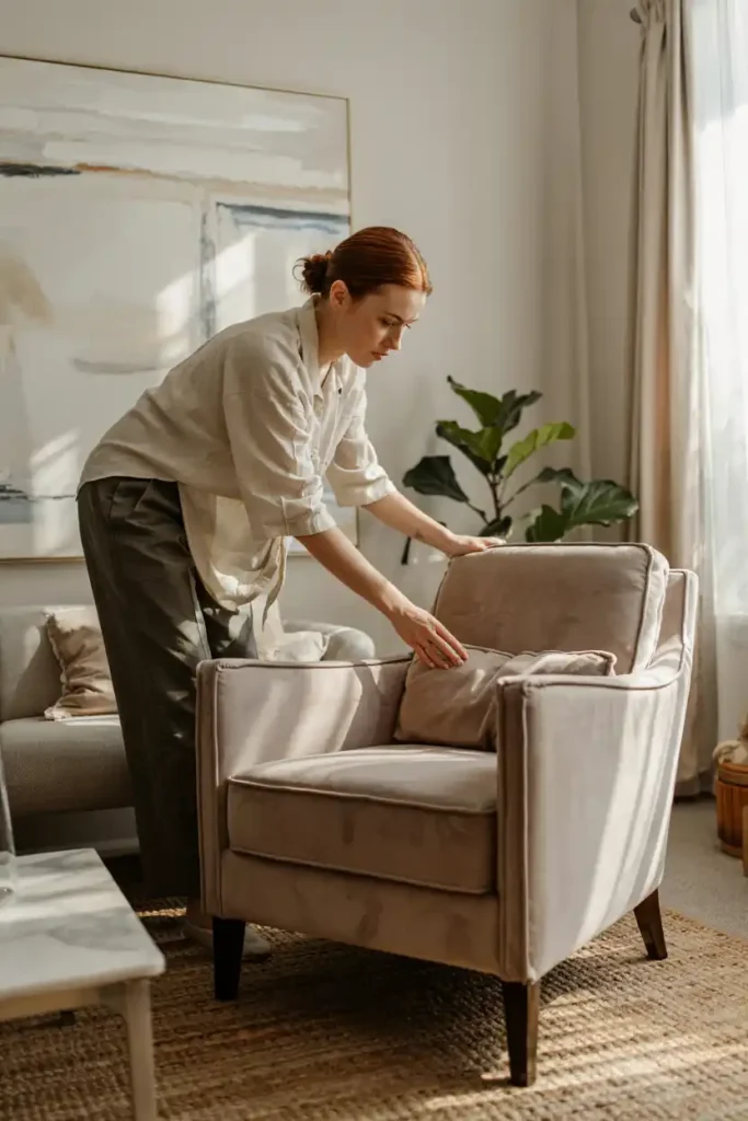 arranging the living room furniture