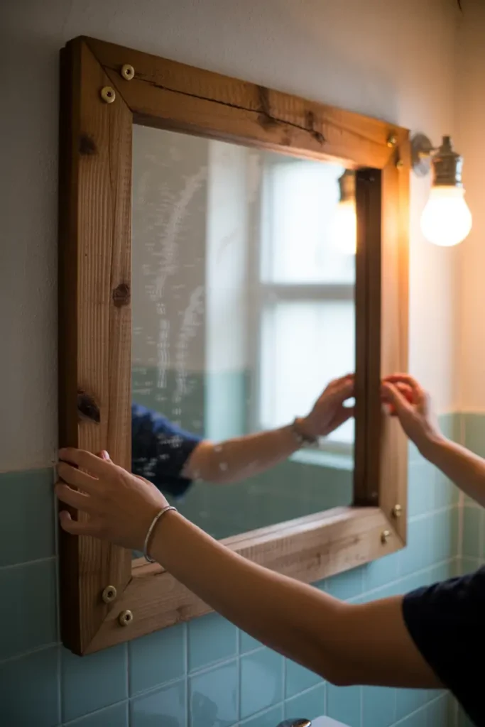 finishing bathroom mirror with frame