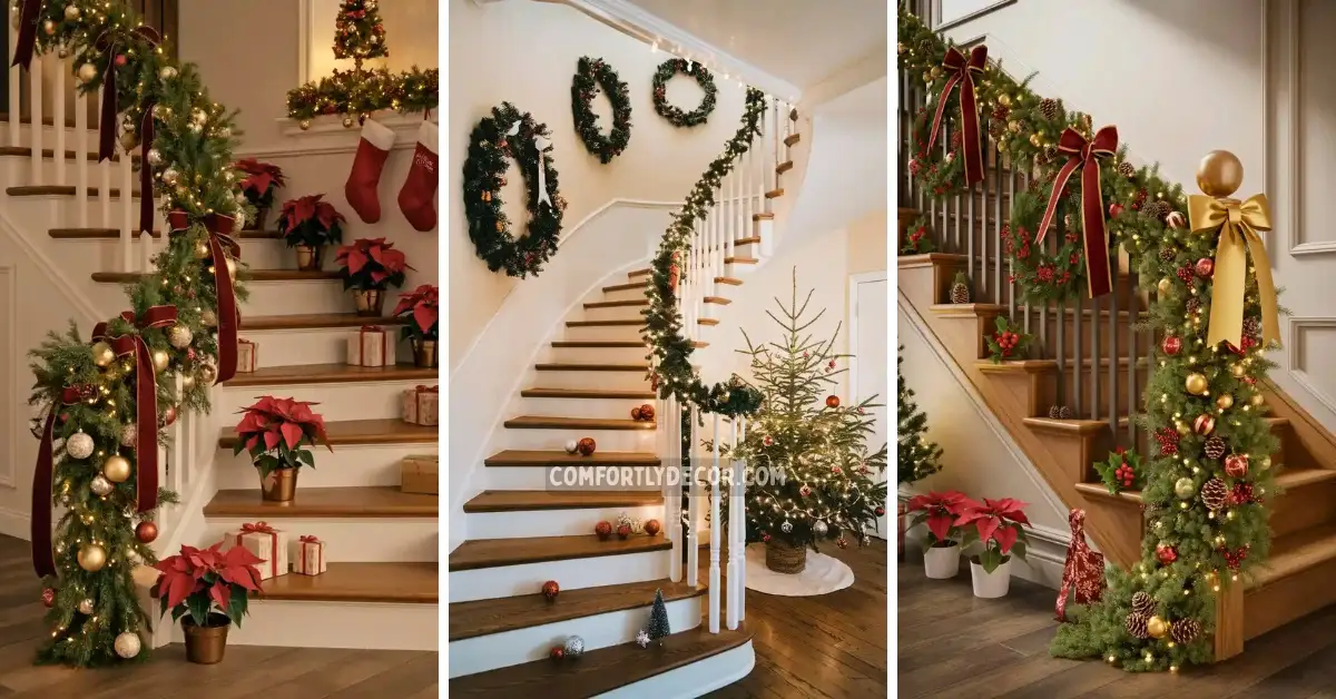 how to decorate stairs for Christmas