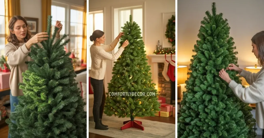 how to fluff a fake christmas tree