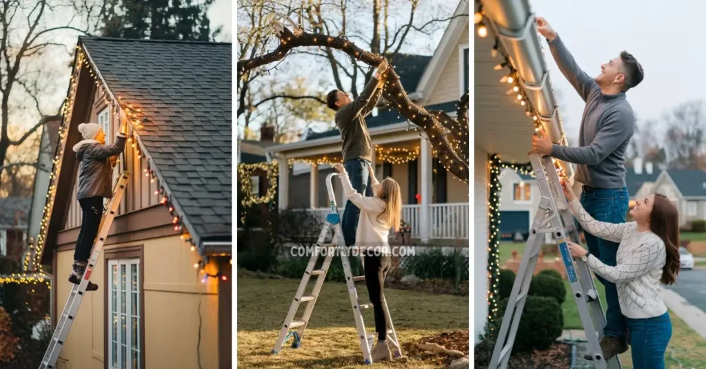 how to hang Christmas lights outside
