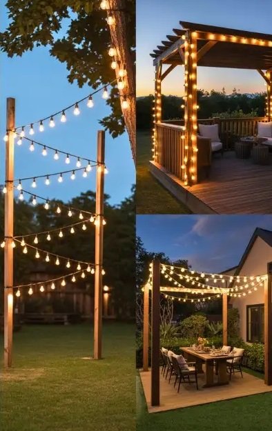how to hang outdoor string lights