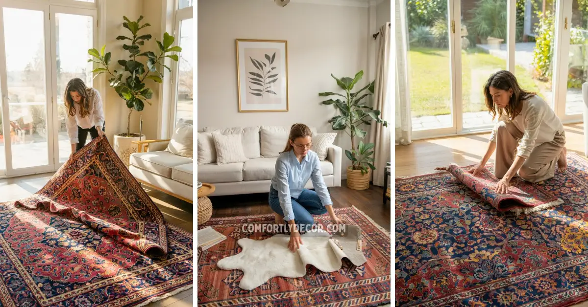 how to place a rug in a living room