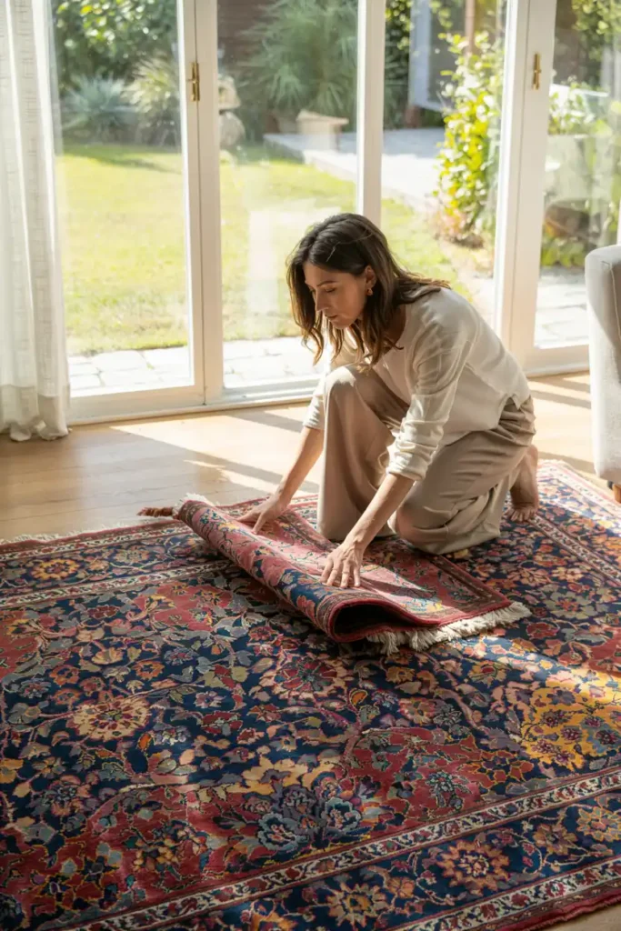 place a rug in living room