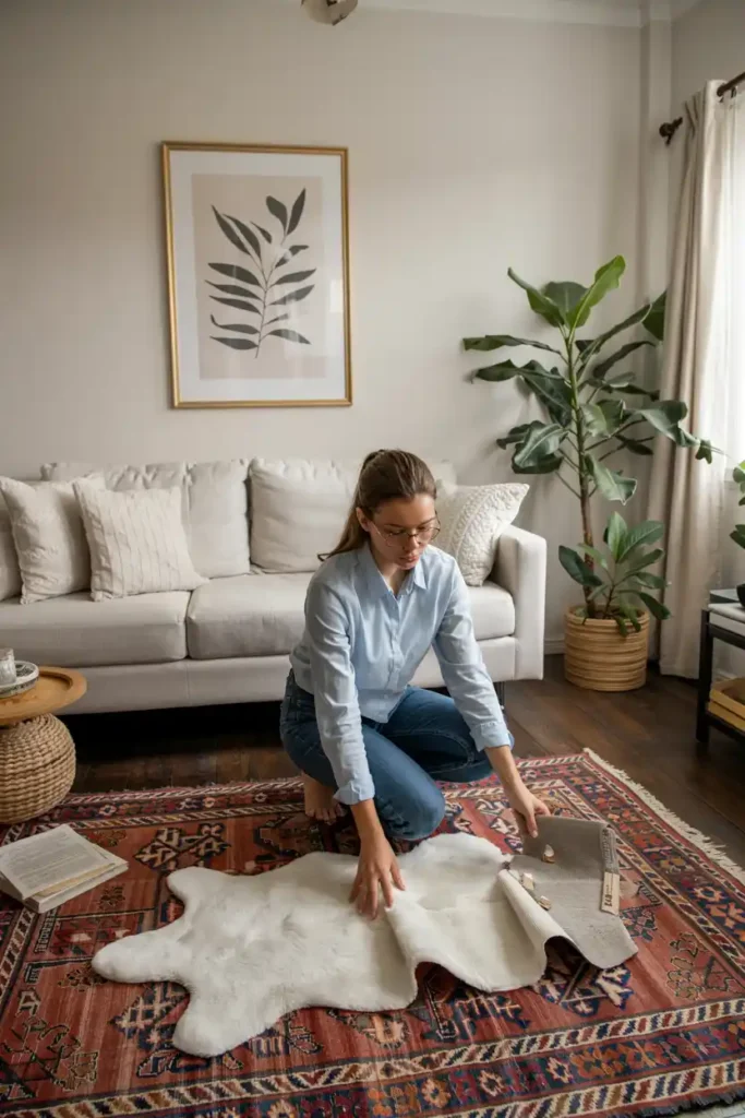 rug placement in living room