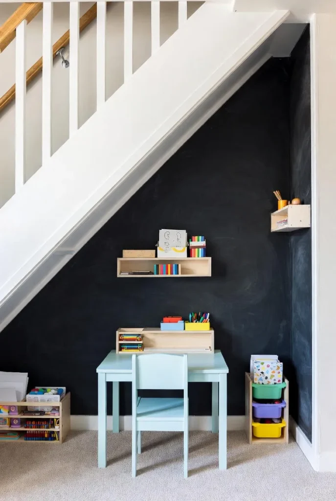 Art and Craft Corner with Chalkboard Wall
